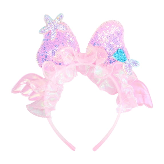 CUZIBR Toddler Baby Girls Flower Headband Sparkly Glitter Ruffles Lace Trim Spring Summer Photography Prop Hairbands Fashionable Comfortable Headdresses Headwear,Pink2,3-16 Years
