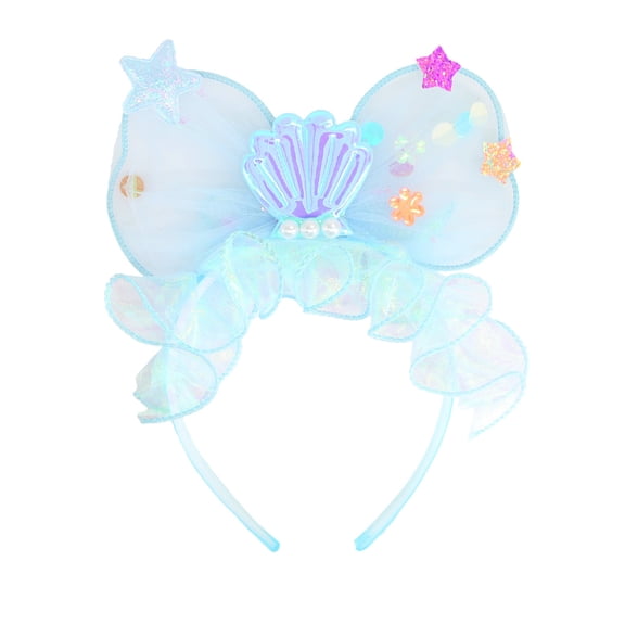 CUZIBR Toddler Baby Girls Flower Headband Sparkly Glitter Ruffles Lace Trim Spring Summer Photography Prop Hairbands Fashionable Comfortable Headdresses Headwear,Blue1,3-16 Years