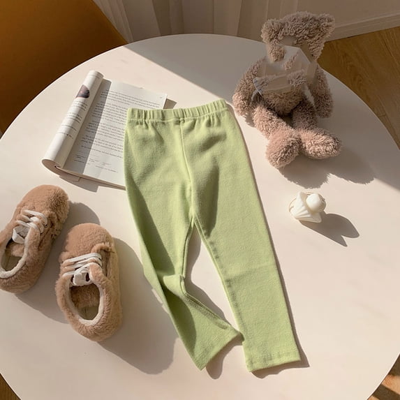 CUZIBR Toddler Baby Girls Leggings Underpants Solid Color High Waist Tight Stocking Breathable Cozy Comfortable Bottom Pants Stretchy Fashionable Trousers Stylish Streetwear,Green,12-24 Months