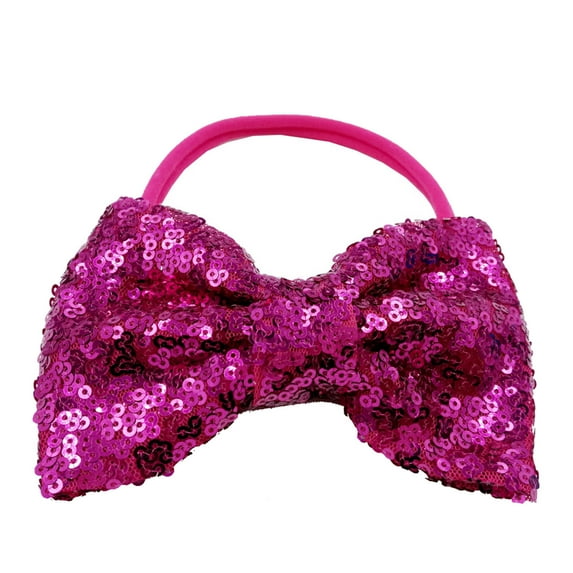 CUZIBR Toddler Baby Girls Paillette Headband Solid Colot Cute Bow Sparkly Sequins Elastic Hairbands Photography Travel Party Birthday Wedding Fashionable Hair Accessories,Hot Pink,One Size