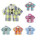thumbnail image 1 of CUZIBR Toddler Baby Shirts Classic Plaid Button Down Turndown Collar Short Sleeve Fashion Shirt Front Checkered Lightweight Holiday Beach Blouse Summer Fall Casual Back To School Tops,4-5 Years, 1 of 5