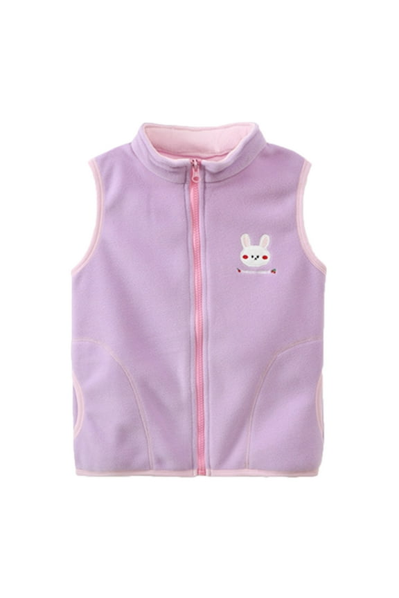 Toddler Babys Girls Boys Cartoon Car Rabbit Prints Warm Thick Fall Winter Sleeveless Vest Clothes Coats Versatile Dailywear For Child