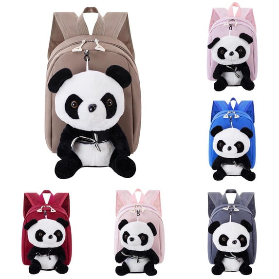 CUZIBR Toddler Backpack Plush Panda Doll Lightweight Kids Rucksack Padded Adjustable Shoulder Straps Book Bag For Boys Back To School Use