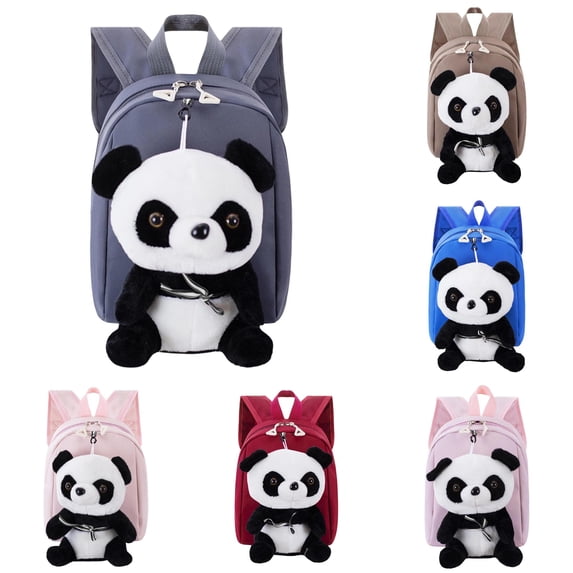 CUZIBR Toddler Backpack Plush Panda Doll Lightweight Kids Rucksack Padded Adjustable Shoulder Straps Book Bag For Boys Back To School Use