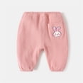 thumbnail image 1 of CUZIBR Toddler Boys Girls Snow Pants Winter Thick Warm Windproof Ankle-Tied Trousers Elastic Waist Solid Color Lightweight Padded Pants,Pink,12-18 Months, 1 of 3