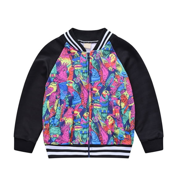 CUZIBR Toddler Boys Girls Winter Soft Coats Jackets Long Sleeve Fashion Flower Prints Hooded Tops Classic Dailywear For Child