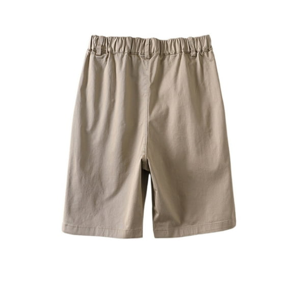 CUZIBR Toddler Boys Kids Chino Shorts Elastic Waist Wide Leg School Uniform Dress Shorts Sport Solid Spring Summer Casual Fashion Breathable Lightweight Trunks Stylish Dailywear,Beige,5-6 Years