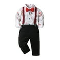 thumbnail image 1 of CUZIBR Toddler Boys Long Sleeve Christmas Cartoon Animal Prints T Shirt Tops Suspender Pants Child Kids Gentleman Outfits Stylish Dailywear For Child, 1 of 3