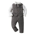 thumbnail image 1 of CUZIBR Toddler Boys Long Sleeve Shirt Plaid Shirt Tops Pants Coats With Tie 4pcs Child Kids Gentleman Outfits Trendy Dailywear For Child, 1 of 4
