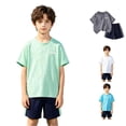 thumbnail image 1 of CUZIBR Toddler Boys Summer Outfit Sets O-Neck Short Sleeve Tshirts Tops With Shorts Two Piece Gradient Sportswear Number Printed Kids Clothes Sets,Green,7-8 Years, 1 of 4