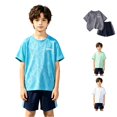 thumbnail image 1 of CUZIBR Toddler Boys Summer Outfit Sets O-Neck Short Sleeve Tshirts Tops With Shorts Two Piece Gradient Sportswear Number Printed Kids Clothes Sets,Sky Blue,11-12 Years, 1 of 8
