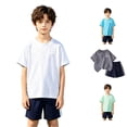thumbnail image 1 of CUZIBR Toddler Boys Summer Outfit Sets O-Neck Short Sleeve Tshirts Tops With Shorts Two Piece Gradient Sportswear Number Printed Kids Clothes Sets,White,5-6 Years, 1 of 5