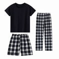 thumbnail image 1 of CUZIBR Toddler Boys Summer Tops With Pants Short Sleeve Tee Shorts And Pants Three Piece Outfit Sets Kids Home Wear Clothes Sets,Black,4-5 Years, 1 of 8