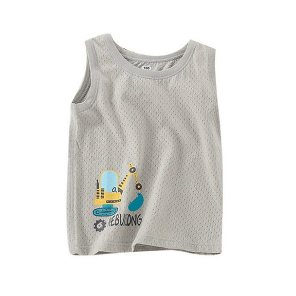CUZIBR Toddler Boys Tank Tops Sleeveless T Shirts Crewneck Cartoon Undershirts Athletic Performance Tees For Kids 18M 13Y Lovely Dailywear For Child