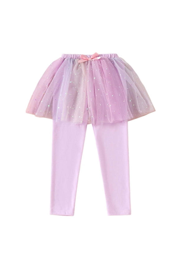 Toddler Children Leggings Girls Prints Trousers Two Culottes Autumn Shaggy Yarn Skirt Pants Holiday Dailywear For Child