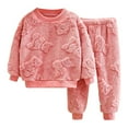 thumbnail image 1 of CUZIBR Toddler Fall Outfit Snowsuit Fuzzy Wool Thick Warm Pajamas Crewneck Pullover Top And Elastic Waist Pants Homewear Two Piece Set Fall Winter Clothing For Girls,Pink,8-9 Years, 1 of 3