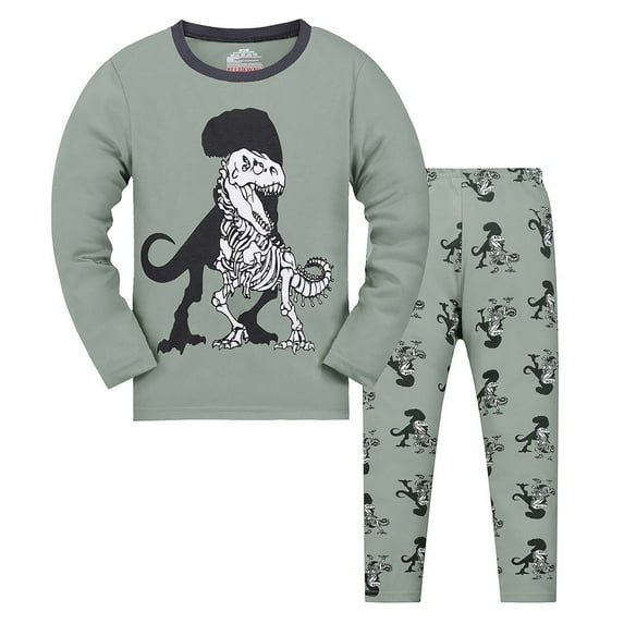 CUZIBR Toddler Girl Fall Outfits Cute Dinosaur Cartoon Print Round Neck Long Sleeve Top And Camouflage Trousers Casual Home Set Cute Winter Outfits,Green,4-5 Years