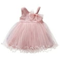 thumbnail image 1 of CUZIBR Toddler Girl Fall Outfits Princess Tutu Dresses Sleeveless Off-Shoulder Mesh Ruffles Solid Color Lace Trim Skirt Floral Party Tulle Dress Cute Winter Outfits,Pink,3-6 Months, 1 of 4