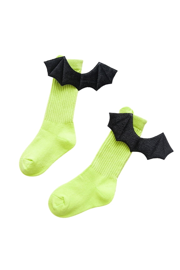 Toddler Girls Crew Socks Solid Color Cotton Seamless Sofi Non- Tube Slouch Socks Stockings Cute Wings Shap Fashionable Breathable Summer Party Stylish Comfortable Footwear,Yellow,One Size