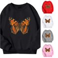thumbnail image 1 of CUZIBR Toddler Girls Crewneck Sweatshirt Butterfly Graphic Pullover Long Sleeve Cute Casual Daily Wear,Black,3-4 Years, 1 of 3