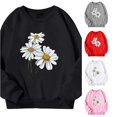 thumbnail image 1 of CUZIBR Toddler Girls Crewneck Sweatshirt Flower Graphic Pullover Long Sleeve Cute Casual Daily Wear,Black,3-4 Years, 1 of 3