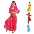 thumbnail image 1 of CUZIBR Toddler Girls Dance Performance Outfit Sets Belly Dance Kids Ethnic Dance Dress Stage For Children Clothes Sets,Hot Pink,7-10 Years, 1 of 5