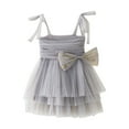 thumbnail image 1 of CUZIBR Toddler Girls Dress Lace Up Spaghetti Strap Sleeveless Big Bow Tiered Layered Solid Color High Waist Dresses Clothes,Gray,2-3 Years, 1 of 5