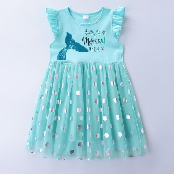 CUZIBR Toddler Girls Easter Dresses Ruffles Short Sleeve Crewneck Pleated Patchwork Spring Summer Dress Cute Cartoon Bunny Print Embroidery Casual Breathable Outfits Party Tutu Dress,Blue,3-4 Years