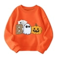 thumbnail image 1 of CUZIBR Toddler Girls Halloween Crewneck Sweatshirt Pumpkin Ghost Leopard Graphic Pullover Long Sleeve Leisure Streetwear,Orange,2-3 Years, 1 of 2