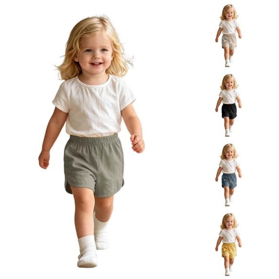 CUZIBR Toddler Girls Khaki Shorts Soft Casual Elastic Waist Curved Hem Loose Lightweight Short Pants For Baby Kids Daily Home Outdoor Wear Breathable Bottoms,Khaki,9-12 Months