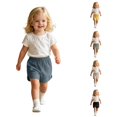 thumbnail image 1 of CUZIBR Toddler Girls Khaki Shorts Soft Casual Elastic Waist Curved Hem Loose Lightweight Short Pants For Baby Kids Daily Home Outdoor Wear Breathable Bottoms,Blue,9-12 Months, 1 of 5