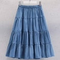 thumbnail image 1 of CUZIBR Toddler Girls Long Skirts Solid Color Casual Elastic Waist Tiered Skirts A-Line Comfortable Stylish Ruffled Pleated Cozy Fashionable Trendy Cute Pull On Dailywear Ball Gown,Blue,5-6 Years, 1 of 6