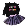 thumbnail image 1 of CUZIBR Toddler Girls Long Sleeve Hallowmas Embroider Pullover Tops T Shirt Skirts Outfits Soft Dailywear For Child, 1 of 7