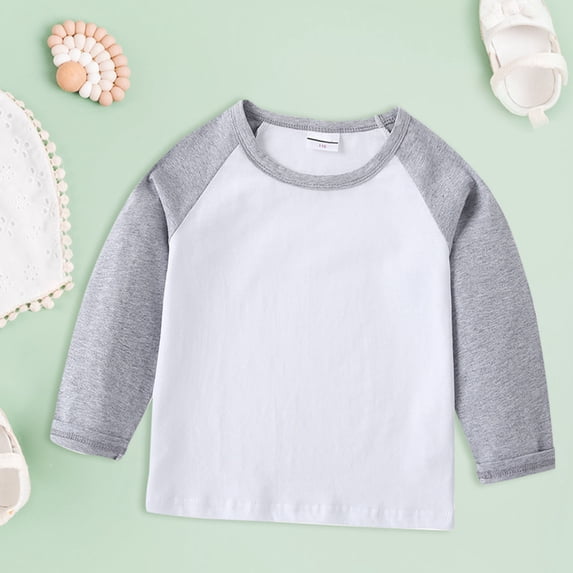 CUZIBR Toddler Girls Long Sleeve Shirts Crewneck Loose Fit Raglan Sleeve Classic Tee Breathable Spring Summer Fashionable Cozy Tshirt Funny Graphic dailywear,Grey,3-4 Years