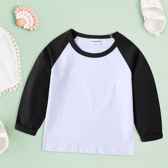CUZIBR Toddler Girls Long Sleeve Shirts Crewneck Loose Fit Raglan Sleeve Classic Tee Breathable Spring Summer Fashionable Cozy Tshirt Funny Graphic dailywear,BU1,18-24 Months