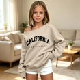 thumbnail image 1 of CUZIBR Toddler Girls Off Shoulder Sweatshirt Oversized Letter Graphic Pullover Long Sleeve Cute Fall Winter Clothes,Beige,3-4 Years, 1 of 3