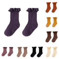 thumbnail image 1 of CUZIBR Toddler Girls Ribbed Crew Socks Lace Frilled Design Breathable Stretchy Children Socks For Outdoor Daily Activities,3-5 Years, 1 of 4