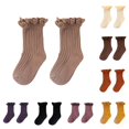 thumbnail image 1 of CUZIBR Toddler Girls Ribbed Crew Socks Lace Frilled Design Breathable Stretchy Children Socks For Outdoor Daily Activities,5-8 Years, 1 of 4