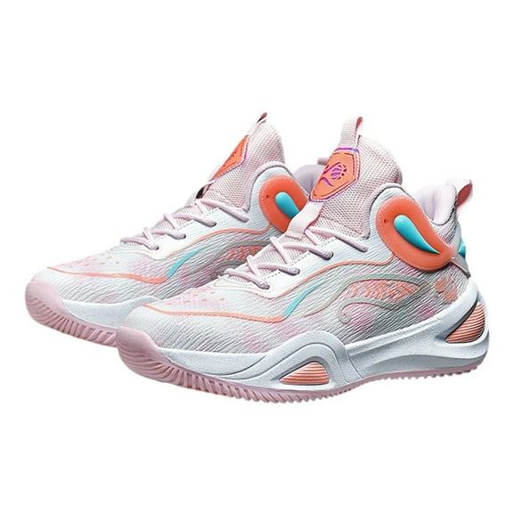 CUZIBR Toddler Girls Shoes Breathable Lace Up Gradient Basketball Running Sports Shoes Athletic Performance Anti-Slip Boots For Teens Cozy Walking Shoes,Pink,39