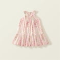 thumbnail image 1 of CUZIBR Toddler Girls Summer Sundress A-Line Classic Floral Peint Crewneck Pleated Tiered Dress Ruffles Sleeveless Holiday Party Wedding Dress Party Comfortable Dailywear Dresses,Pink,4-5 Years, 1 of 8