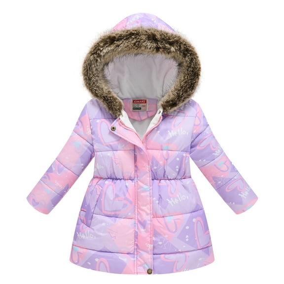 CUZIBR Toddler Girls Winter Long Sleeve Fashion Thick Warm Hooded Down Soft Coats Down Paraks Cozy Dailywear For Child