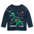 thumbnail image 1 of CUZIBR Toddler Kids Baby Boys Fashion Stripe Dinosaur Shirt Tops Tee Clothes Relaxed Fit Dailywear For Child, 1 of 7