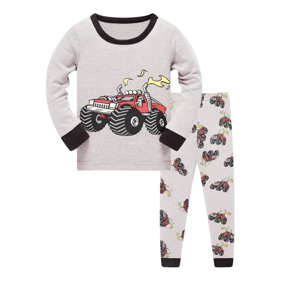 CUZIBR Toddler Kids Boys Pajamas Cars Kids 2 Piece Pj's Long Sleeve Sleepwear Clothes Sets Outfits Trendy Dailywear For Child