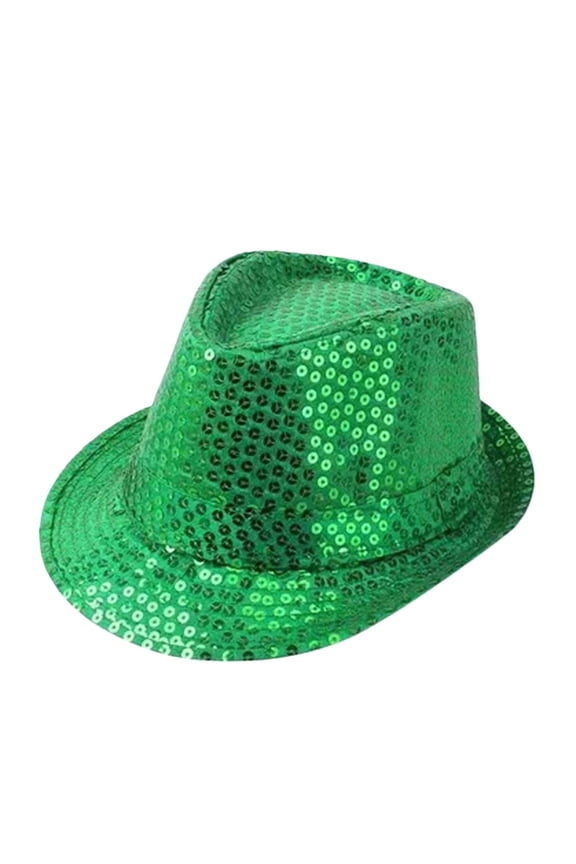 Toddler Kids Boys Sequin Fedoras Hat Glitter Sparkly Top Hat Performance Dance Party Stage Show Solid Colro Western Retro Disco Jazz Caps Victorian Dress Up Lightweight Hats,Green,One Size