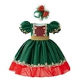 thumbnail image 1 of CUZIBR Toddler Kids Deer Girls Christmas Dresses Vintage A-line Colorful Girl Tulle Tutu Dress Mesh Princess Outfits Sets Cozy Dailywear For Child,Dark Green,3-4 Years, 1 of 9