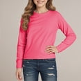 thumbnail image 1 of CUZIBR Toddler Kids Girls Tshirts Solid Color Long Sleeve T Shirts Crewneck Basic Tees Loose Fit Casual Lightweight Soft Comfy Pullover Undershirt Cozy Daily Wear Blouse,Hot Pink,12-24 Months, 1 of 4