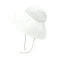 thumbnail image 1 of CUZIBR Toddler Kids Wide Brim Bucket Sun Hat Adjustable Chin Strap Lightweight Breathable Outdoor Uv Protection Fisherman Cap For Baby Girls Unisex,White-a,L, 1 of 3