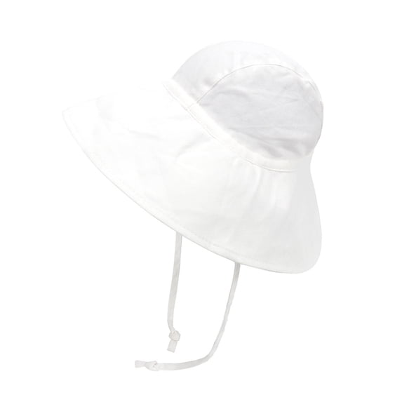 CUZIBR Toddler Kids Wide Brim Bucket Sun Hat Adjustable Chin Strap Lightweight Breathable Outdoor Uv Protection Fisherman Cap For Baby Girls Unisex,White-a,L
