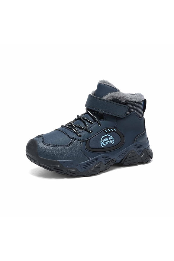 Toddler Shoes Ankle Boots Non Color Block Lace Up Leather Casual Hiking Booties Thermal Lined Hook And Loop Fashion Shoe Outdoor Lightweight Comfy Footwear,Navy,7-8 Years