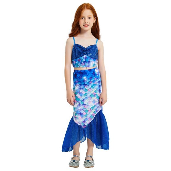 CUZIBR Toddler Swimsuit 3 Piece Halter Neck Strap Ruffled Bikini Set With Long Tail Skier Beachwear Stylish Popular Swimsuit,J,4-5 Years